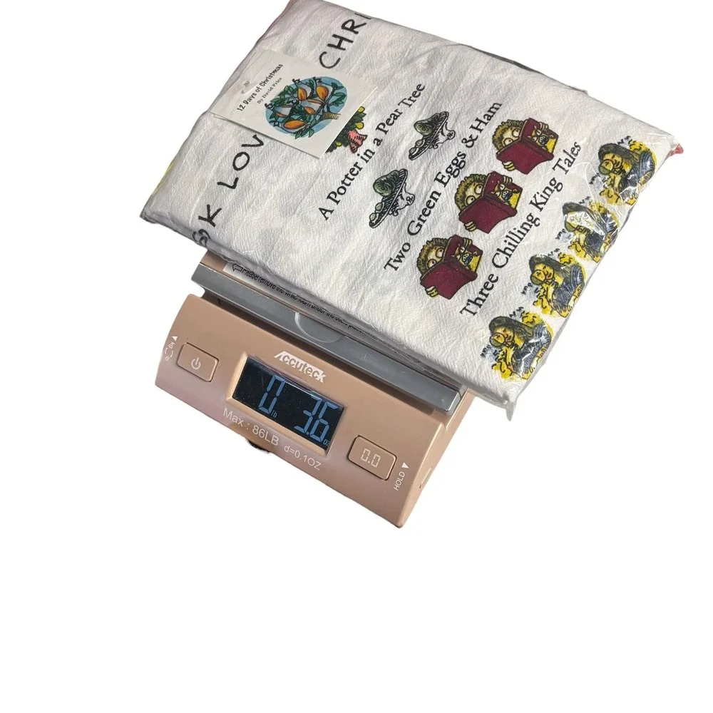 David Price Book Lover's 12 Days of Christmas Tea Towel Set 2pc Cotton 18x26 NEW